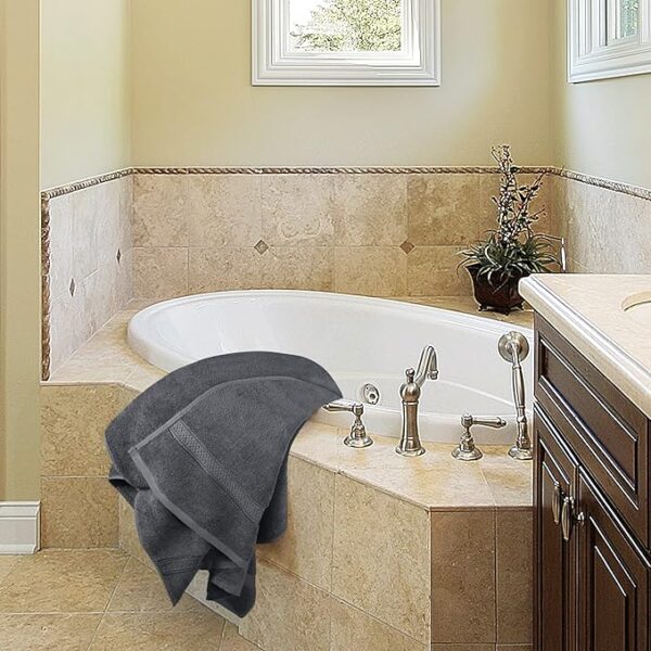 Towels 4 Pack Premium Bath Towels Set, (27 x 54 Inches) 100% Ring Spun Cotton 600GSM, Lightweight and Highly Absorbent Quick Drying Towels, Perfect for Daily Use (Grey) - Image 2