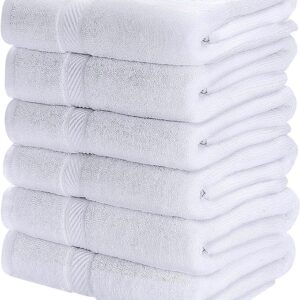 6 Pack Medium Bath Towel Set, 100% Ring Spun Cotton (24 x 48 Inches) Lightweight and Highly Absorbent Quick Drying Towels, Premium Towels for Hotel, Spa and Bathroom (White)