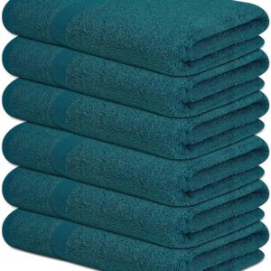 Green Bath Towels Pack of 6-24x48 inch Cotton Terry Towels for Bathroom Highly Absorbent, Soft Feel, Quick Dry, Lightweight Bath Towels for Shower, Pool, Gym, SPA, Hotel & Daily Use Towels