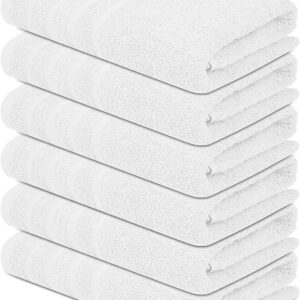 White Bath Towels Pack of 6-24x48 inch Cotton Terry Towels for Bathroom Highly Absorbent, Soft Feel, Quick Dry, Lightweight Bath Towel for Shower, Pool, Gym, SPA, Hotel & Daily Use Towels